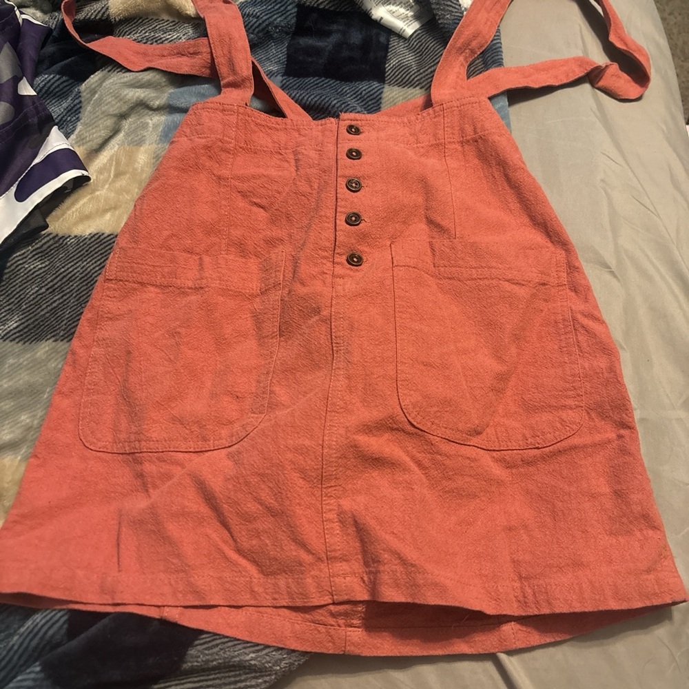 Coral Button-Front Pinafore skirt